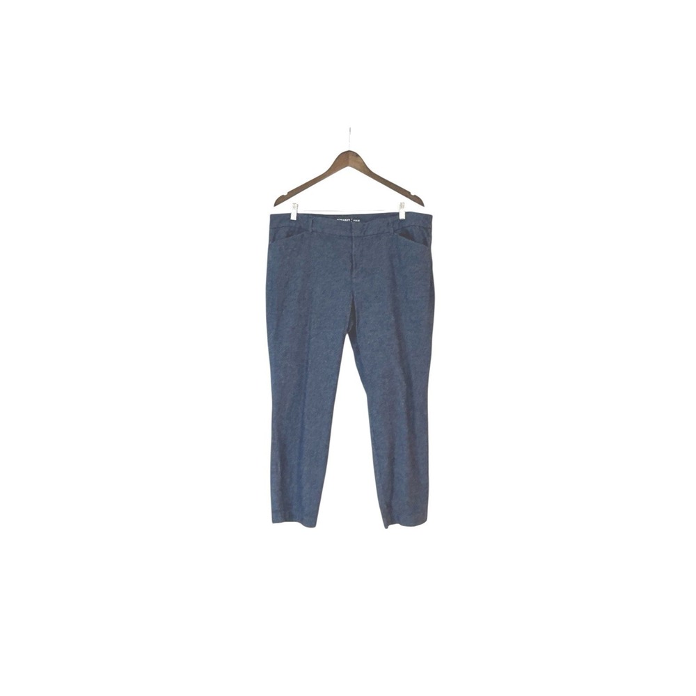 Old Navy Pixie Mid Rise Blue Linen Blend Pants Womens 16 Regular Stretch Trouser